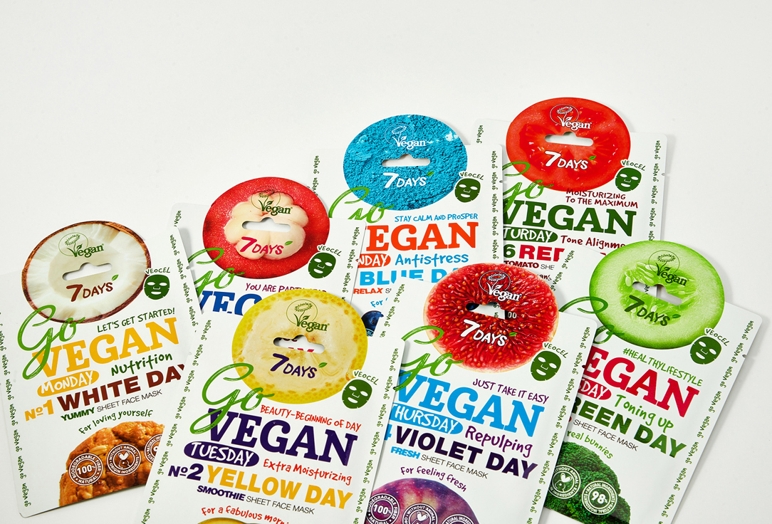 7DAYS Face Sheet Masks Set GO VEGAN Colour Diet