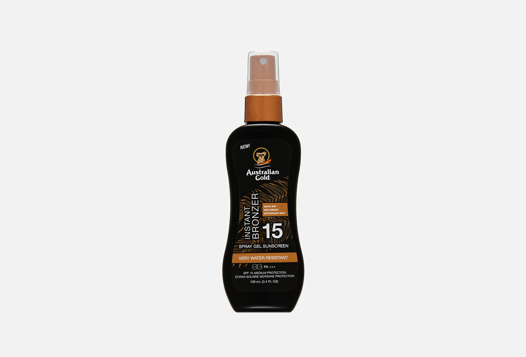 Australian Gold Sunscreen spray gel bronzer SPF15 Instant Bronzer