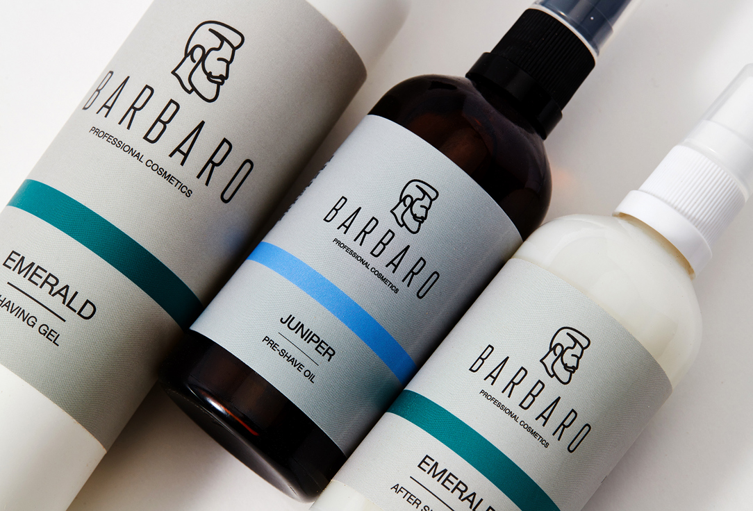 BARBARO Shaving Gel & Shaving Oil & Aftershave Balm Set Shave №2