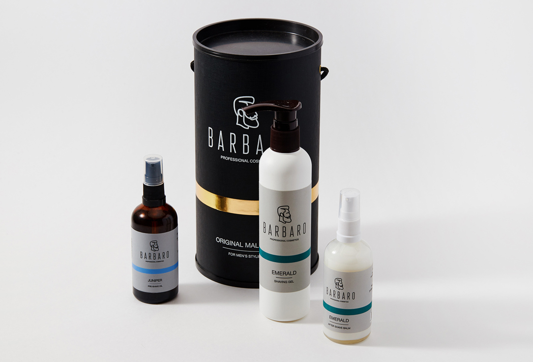 BARBARO Shaving Gel & Shaving Oil & Aftershave Balm Set Shave №2