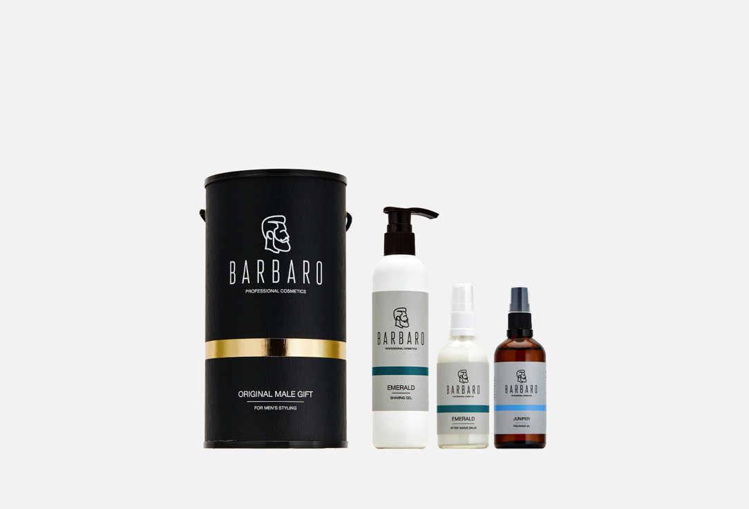 BARBARO Shaving Gel & Shaving Oil & Aftershave Balm Set Shave №2