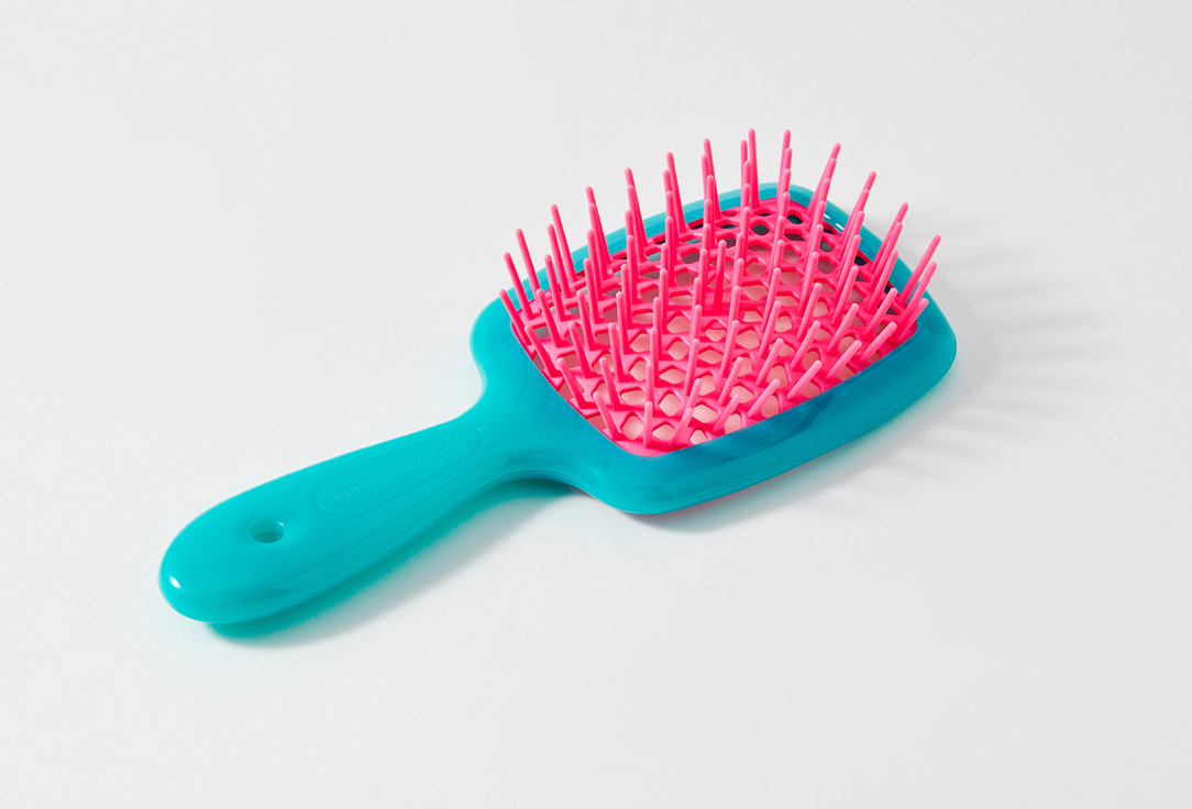 Janeke Hair Brush Small Turquoise with Pink