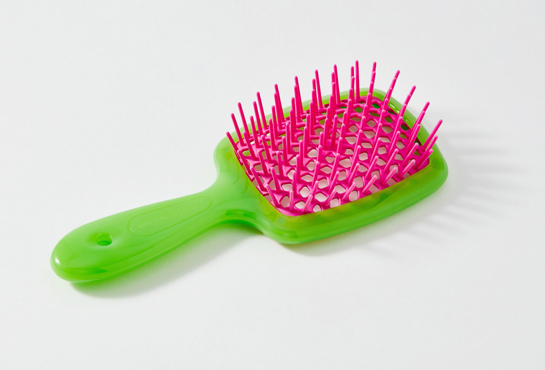 Janeke Hair Brush Small green with fuchsia