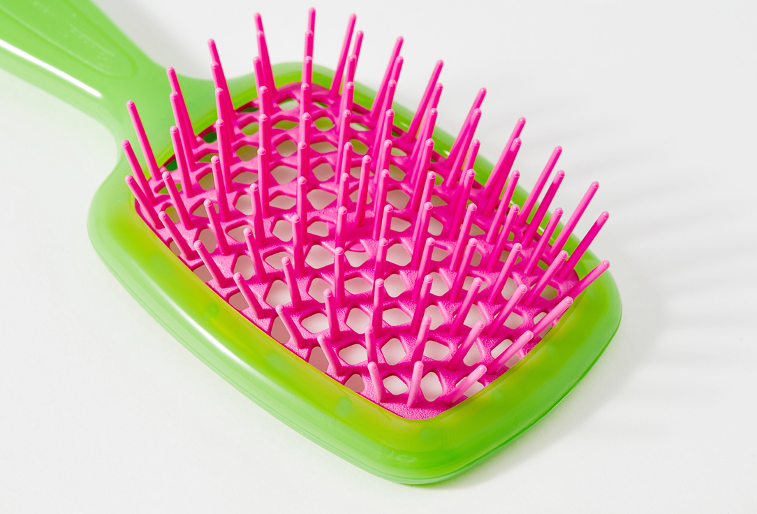 Janeke Hair Brush Small green with fuchsia