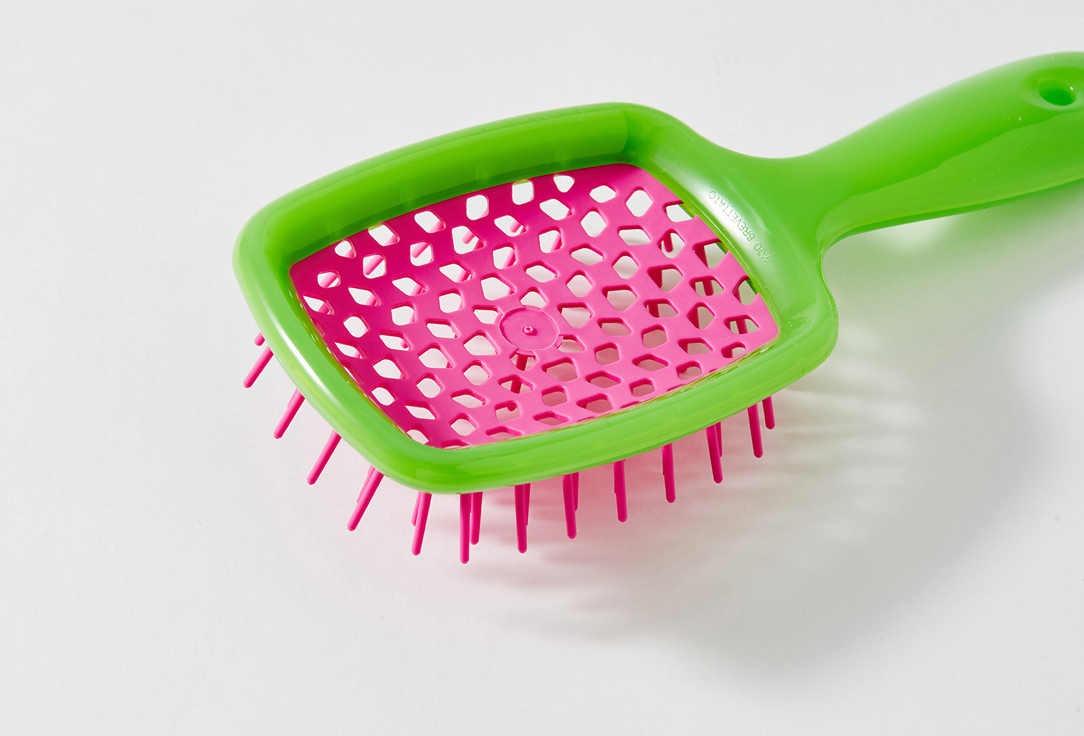 Janeke Hair Brush Small green with fuchsia