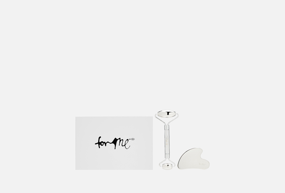 For me by gold apple Face roller & gua sha Massage set Double-sided steel facial roller & steel gua sha