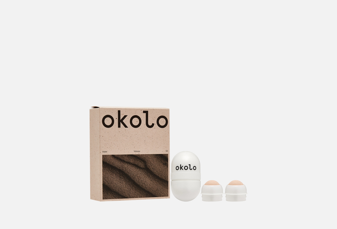 OKOLO Set of volcanic roller and refills for matte and fresh skin Matte Volcano Roller 2 pcs OKOLO Set of volcanic roller and refills for matte and fresh skin Matte Volcano Roller