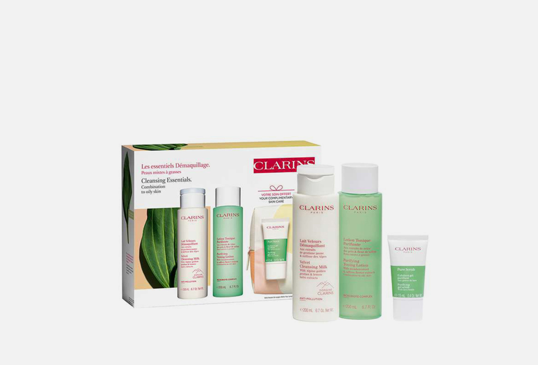 Clarins Set of facial cleansers in a cosmetic bag Premium Cleansing