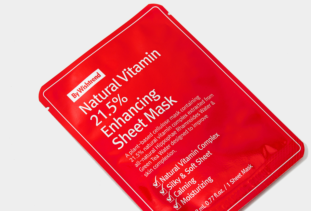 BY WISHTREND Тканевая маска для лица Natural Vitamin 21.5% Enhancing Sheet Mask