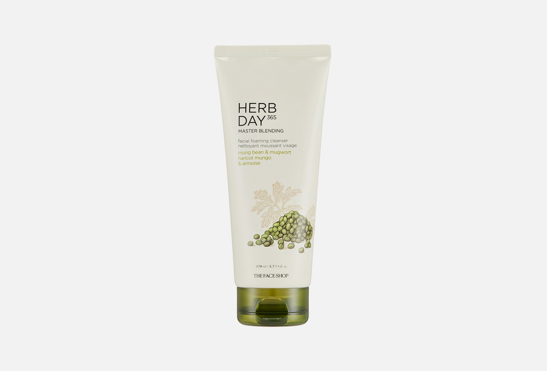 THE FACE SHOP Face Foaming Cleanser  Herbday 365 master blending mungbean & mugwort