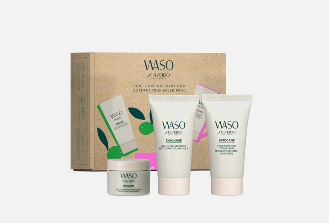 Shiseido Gel-to-Oil Cleanser & Hydrating Mois & Purifying Scrub Mask Setturizer & Waso Pore