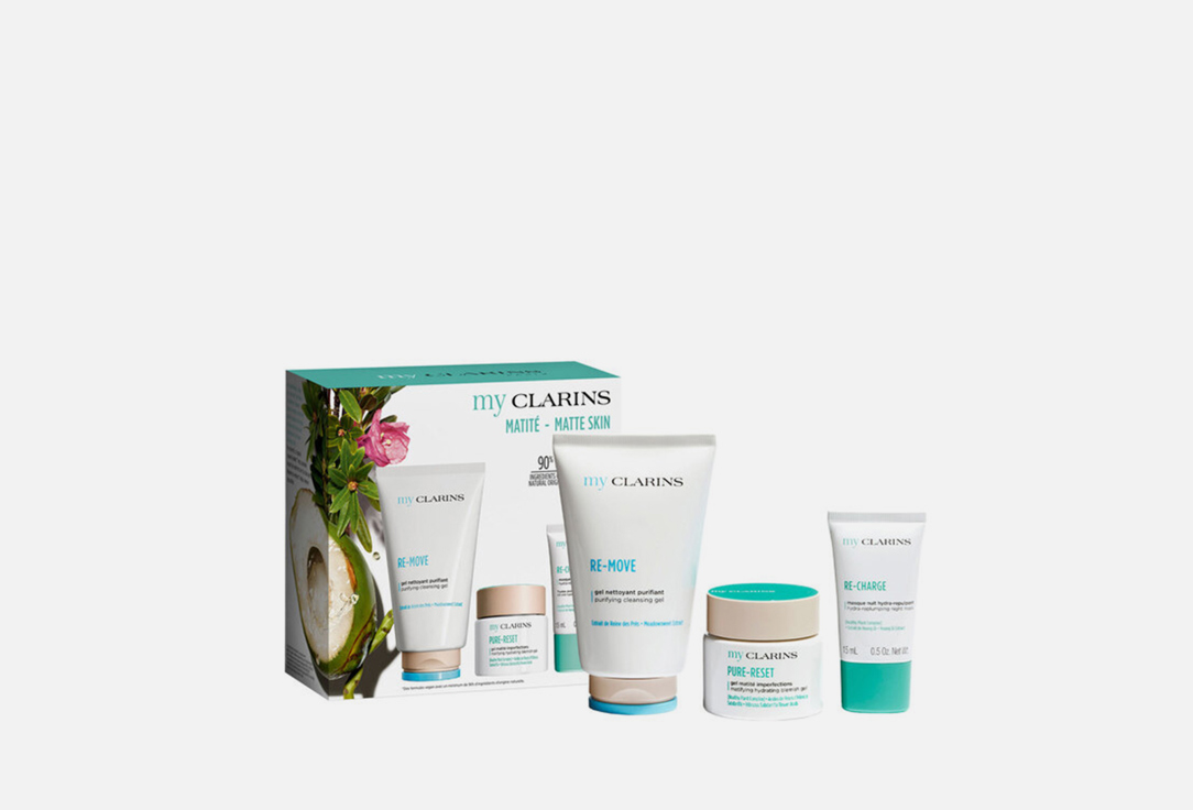 Clarins Cleansing Gel & Mattifying Gel & face mask set My Clarins Mattifying Routine