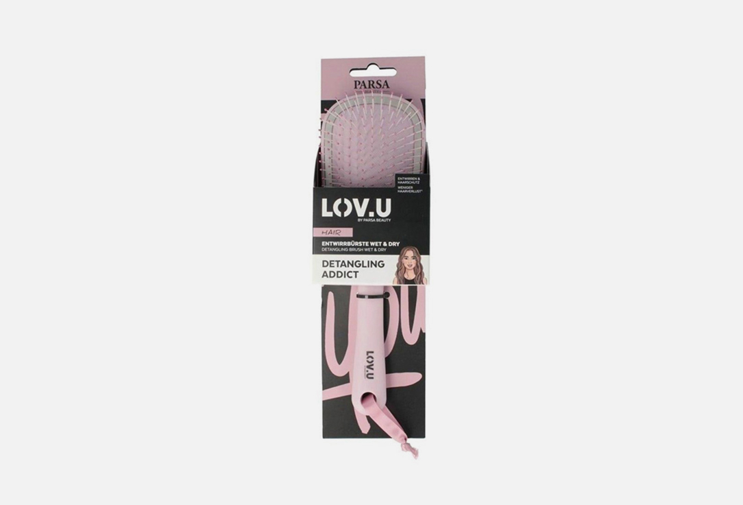 PARSA HAIR BRUSH LOV.U LARGE OVAL PINK