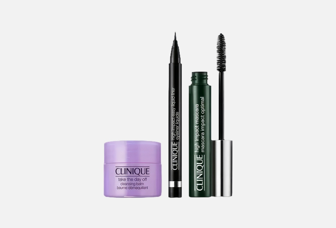 Clinique Mascara, eyeliner, makeup remover balm set High impact favorites