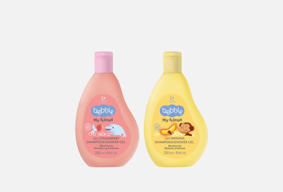 Bebble DUO SET: SHAMPOO & SHOWER GEL 2IN1 BANANA & STRAWBERRY