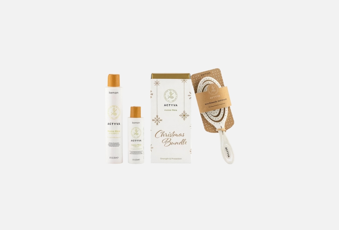 Kemon Gift set: Shampoo, Hair cream, Hair brush Actyva Nuova Fibra