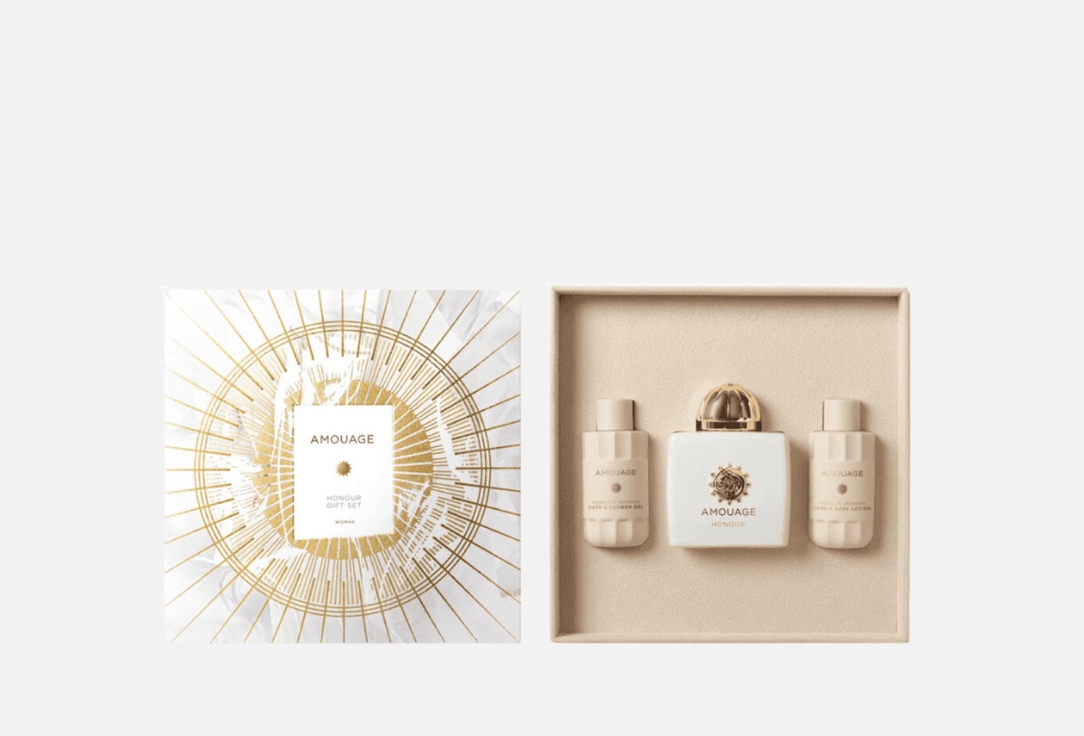 Amouage Gift Set: Eau de parfum, Body Lotion, Shower Gel Honour Woman