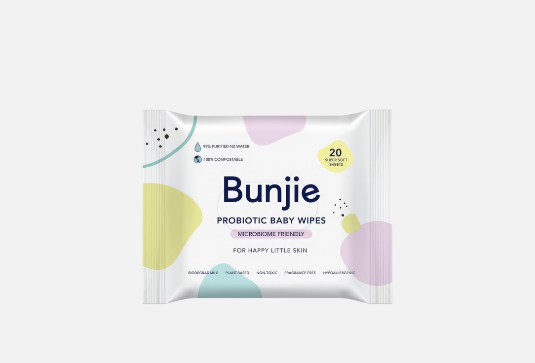 Bunjie Cleansing & Smooting Body Whipes Probiotic Baby Wipes TRAVEL