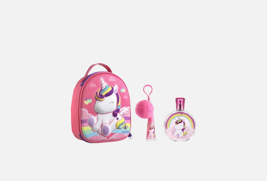 Air-Val Eau de Toilette & Lip Gloss with a pompom charm Set Eau My Unicorn