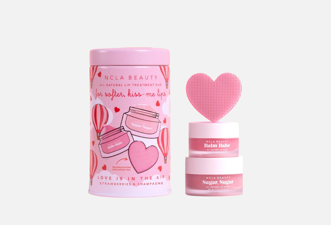 NCLA BEAUTY Lip Care Set: Lip Balm, Lip Scrub, Lip Scrubber Love is in the air Lip Duo + Scrubber