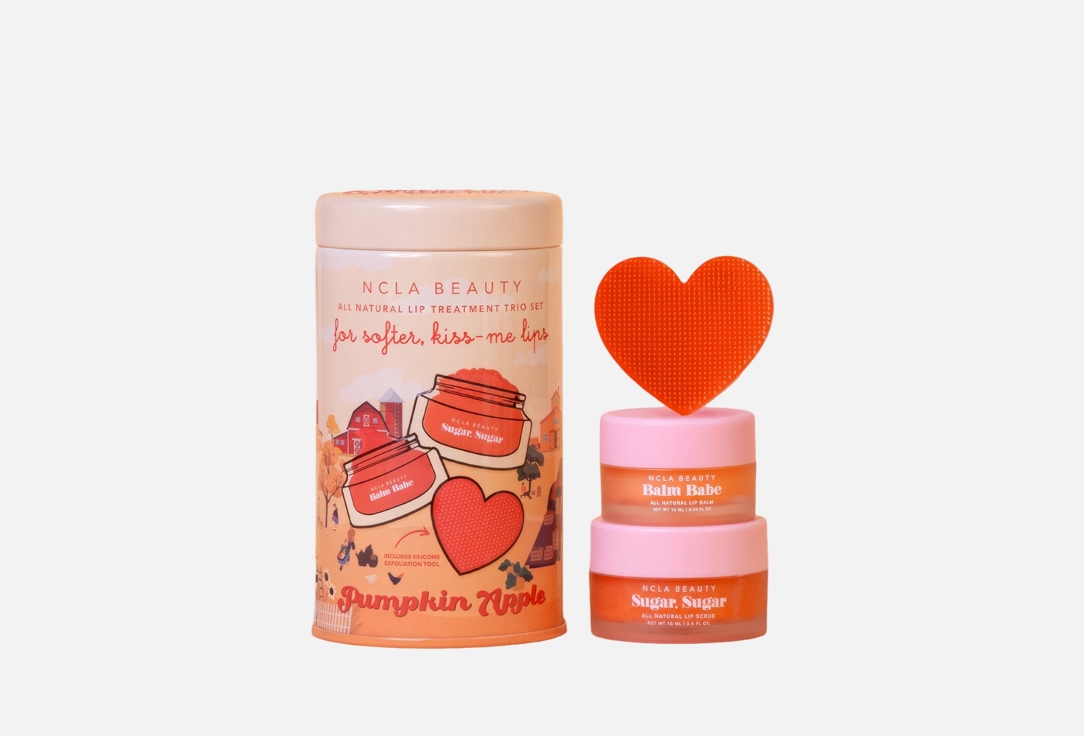 NCLA BEAUTY Lip Care Set: Lip Balm, Lip Scrub, Lip Scrubber Pumpkin Apple Lip Duo + Scrubber