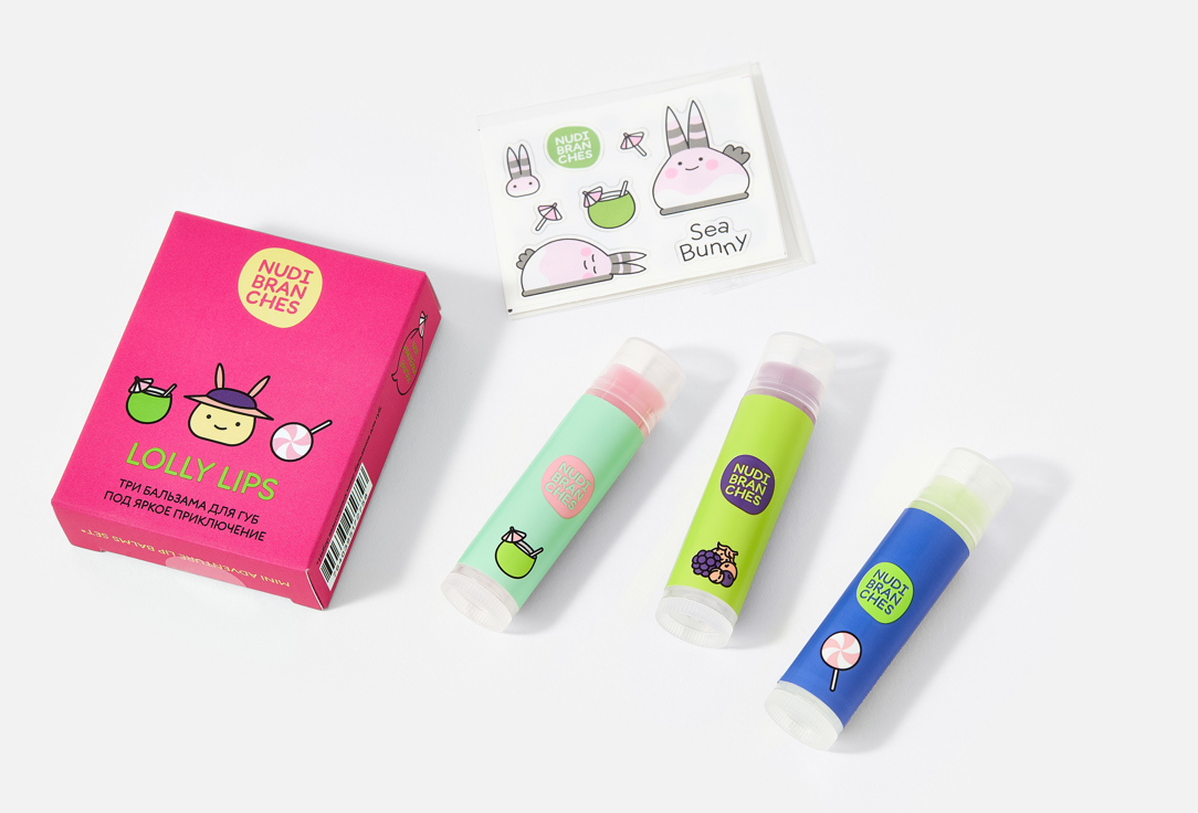 Nudibranches Moisturizing lip balm set MINI ADVENTURE 3 pcs Nudibranches Moisturizing lip balm set MINI ADVENTURE