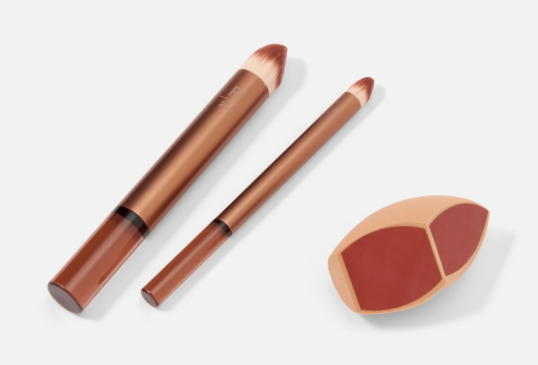 Real Techniques Makeup Brush & Sponge Set Makeupsaver Sponge + Brush Trio
