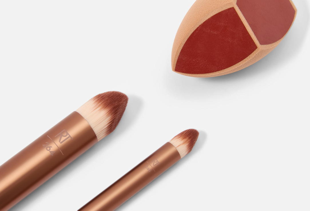 Real Techniques Makeup Brush & Sponge Set Makeupsaver Sponge + Brush Trio