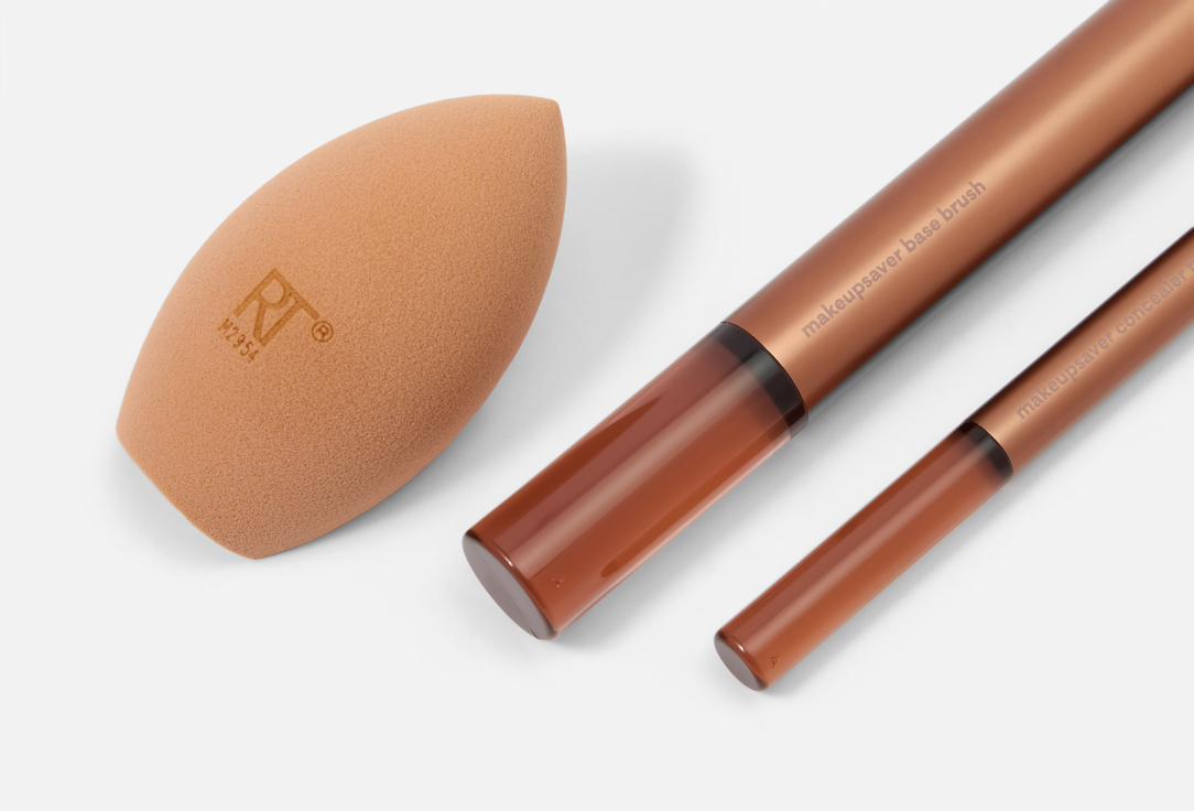 Real Techniques Makeup Brush & Sponge Set Makeupsaver Sponge + Brush Trio