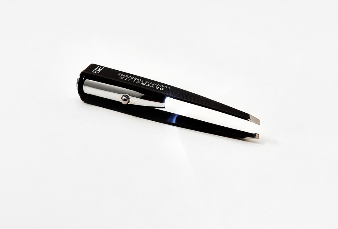 Beter Eyebrow Tweezers Elite Tweezers With Light, Slanted Tip