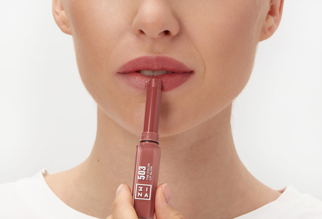 3INA Glowy, Moisturizing lipstick The Color Lip Glow 503, Medium nude pink 1.6 g 3INA Glowy, Moisturizing lipstick The Color Lip Glow